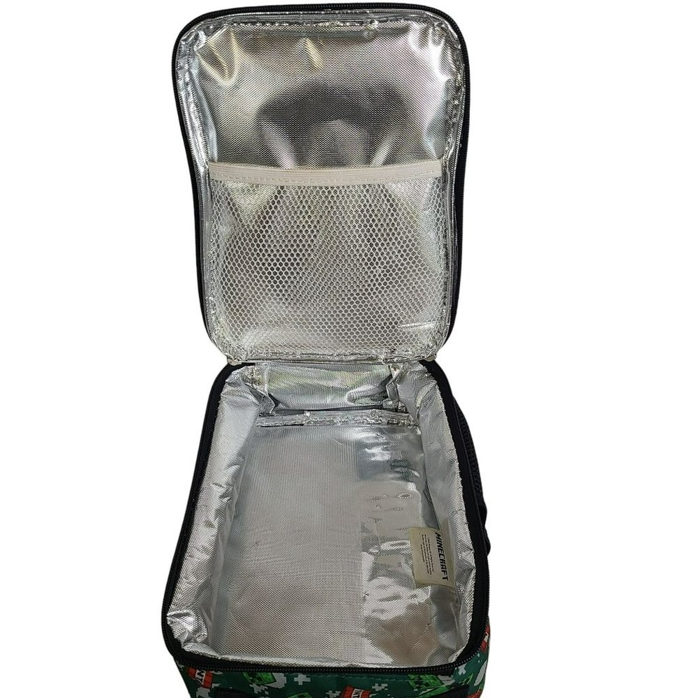Minecraft Lunch Box Creeper TNT Boys 3 Compartment 10" Plastic Black Insulated - Picture 8 of 13